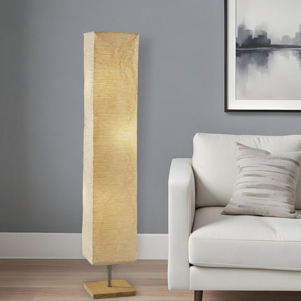58" Natural Column Floor Lamp With Natural Paper Shade HomeRoots