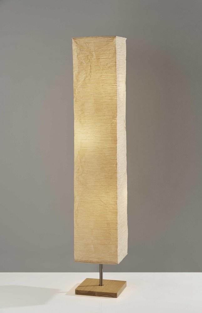 58" Natural Column Floor Lamp With Natural Paper Shade HomeRoots