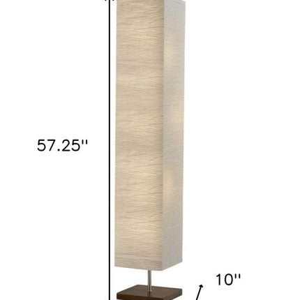 57" Brown And White Two Light Column Floor Lamp With White Paper Rectangular Shade HomeRoots
