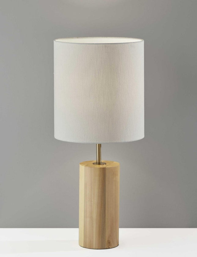 Natural Wood Circular Block Table Lamp HomeRoots