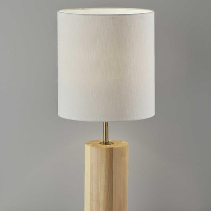 Black Wood Circular Block Table Lamp HomeRoots
