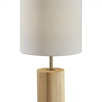 Black Wood Circular Block Table Lamp HomeRoots
