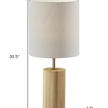 Black Wood Circular Block Table Lamp HomeRoots