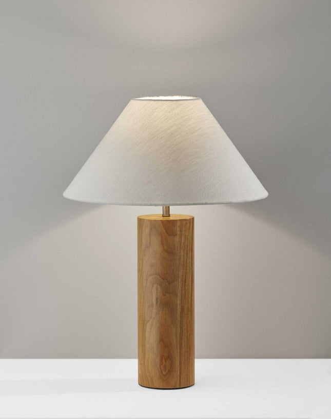 26" Natural Column Lamp With Cone Shade HomeRoots
