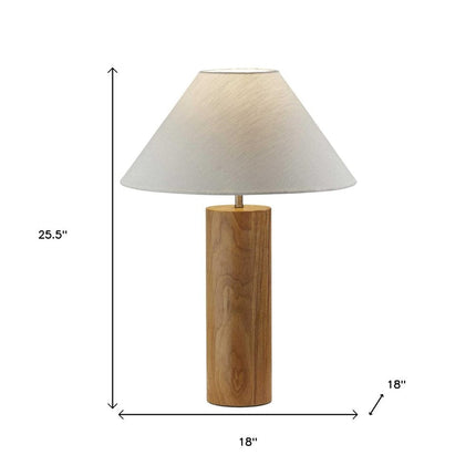 26" Natural Column Lamp With Cone Shade HomeRoots