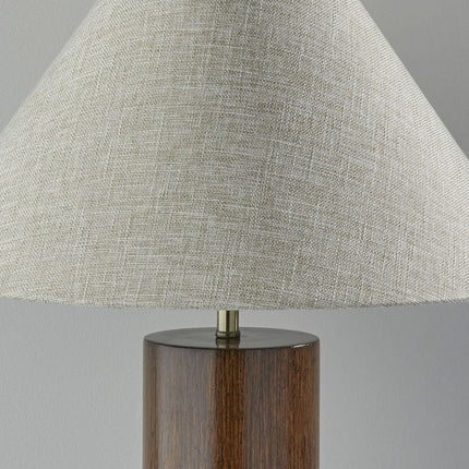 26" Natural Solid Wood Cylinder Table Lamp With White Cone Shade HomeRoots
