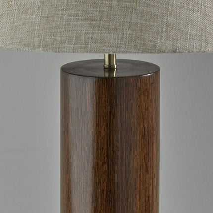 26" Natural Solid Wood Cylinder Table Lamp With White Cone Shade HomeRoots