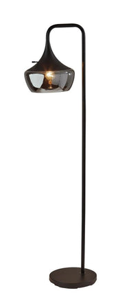64" Black Task Floor Lamp With Black Glass Bowl Shade HomeRoots