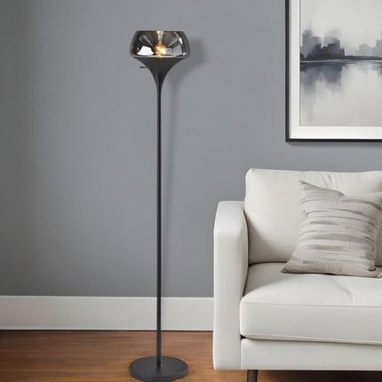 70" Black With Black Glass Shade HomeRoots