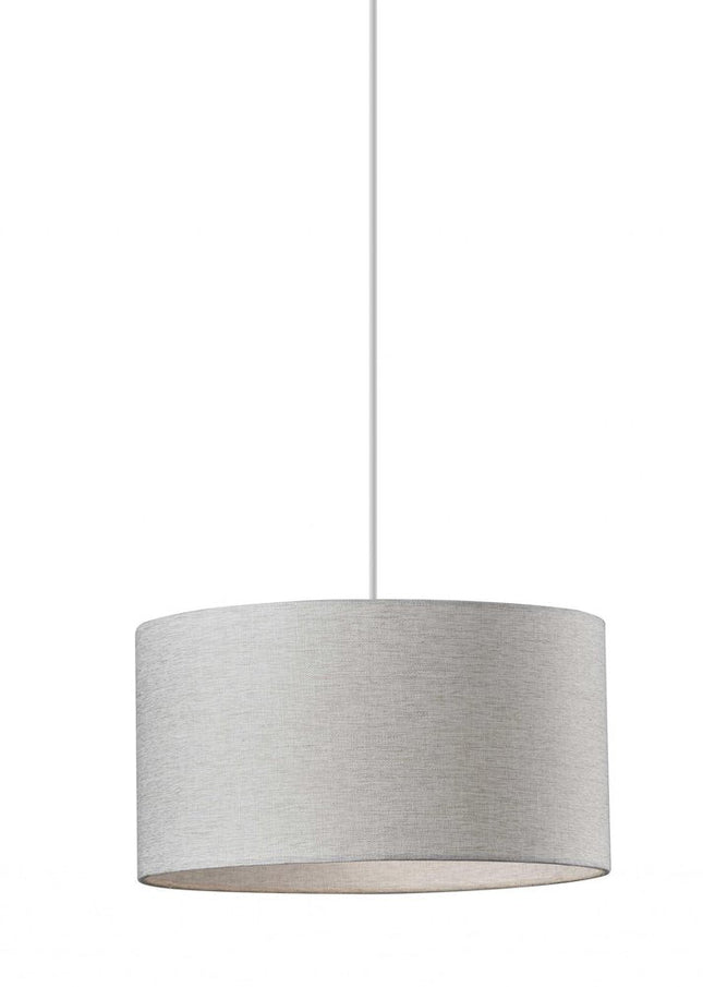 White Fabric Sleek Drum Pendant Lamp HomeRoots
