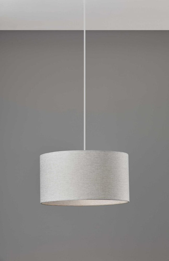 White Fabric Sleek Drum Pendant Lamp HomeRoots