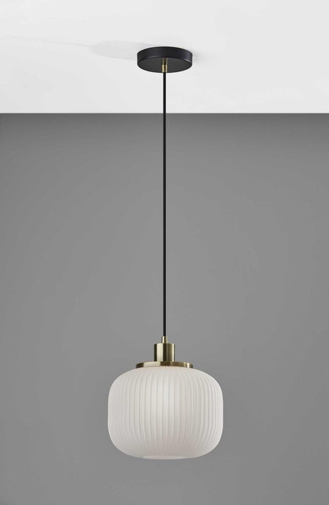 Striped Glass Glow Metal Pendant HomeRoots