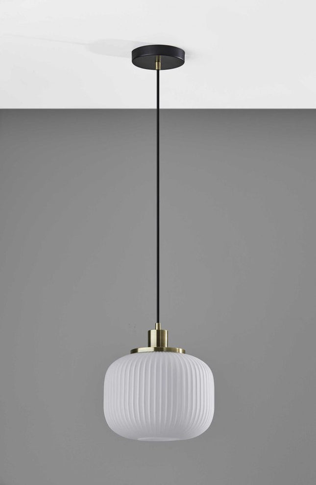 Striped Glass Glow Metal Pendant HomeRoots