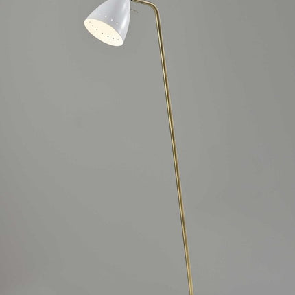 59" Gold And White Task Floor Lamp With White Metal Cone Shade HomeRoots