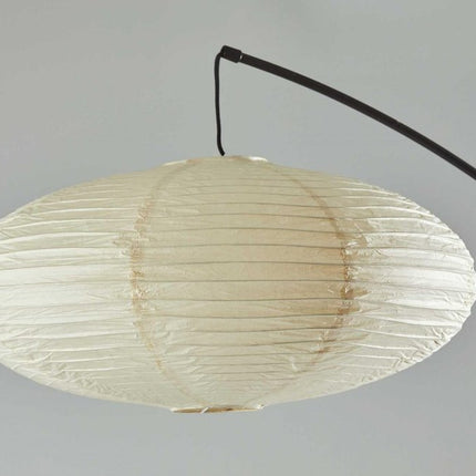 80" Beige And Black Arc Floor Lamp With Beige Paper Globe Shade HomeRoots