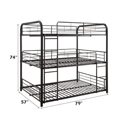 ACME 37330 Cairo Triple Bunk Bed - Full, Sandy Black (1Set/2Ctn)