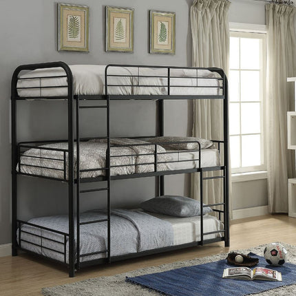 ACME 37335 Cairo Triple Bunk Bed - Twin, Sandy Black (1Set/2Ctn)