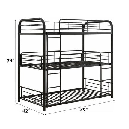 ACME 37335 Cairo Triple Bunk Bed - Twin, Sandy Black (1Set/2Ctn)