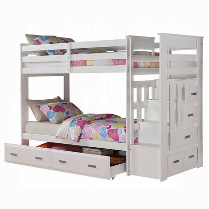 ACME 37370 Allentown Twin Bunk Bed with Storage Ladder & Trundle, White (1Set/4Ctn) ACME Furniture