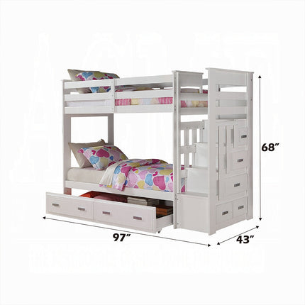 ACME 37370 Allentown Twin Bunk Bed with Storage Ladder & Trundle, White (1Set/4Ctn) ACME Furniture