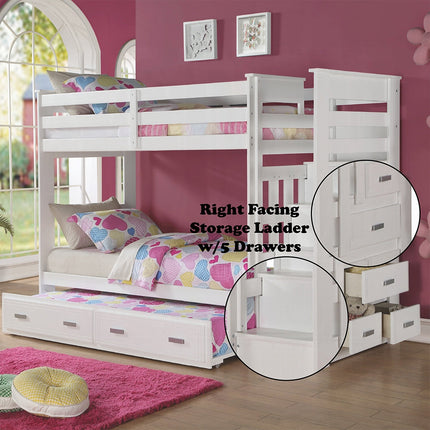 ACME 37370 Allentown Twin Bunk Bed with Storage Ladder & Trundle, White (1Set/4Ctn) ACME Furniture