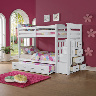 ACME 37370 Allentown Twin Bunk Bed with Storage Ladder & Trundle, White (1Set/4Ctn) ACME Furniture