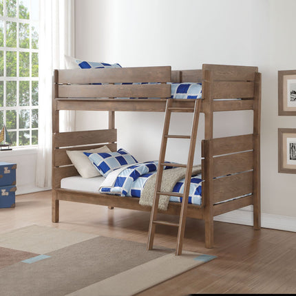 ACME 37400 Ranta Twin Bunk Bed, Antique Oak (1Set/3Ctn)