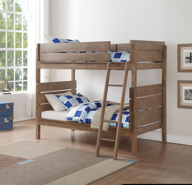 ACME 37400 Ranta Twin Bunk Bed, Antique Oak (1Set/3Ctn) ACME Furniture