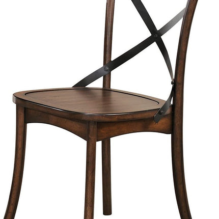 Set of Two Brown Cross Back Dining Side Chairs HomeRoots