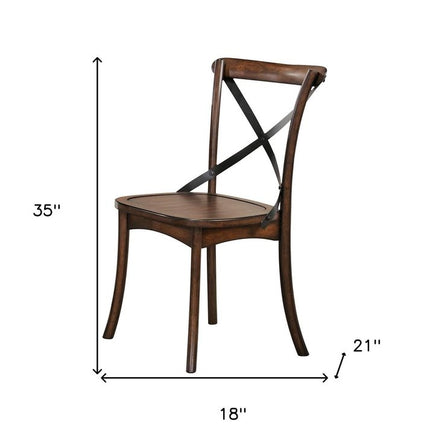 Set of Two Brown Cross Back Dining Side Chairs HomeRoots