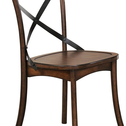 Set of Two Brown Cross Back Dining Side Chairs HomeRoots