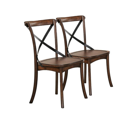 Set of Two Brown Cross Back Dining Side Chairs HomeRoots