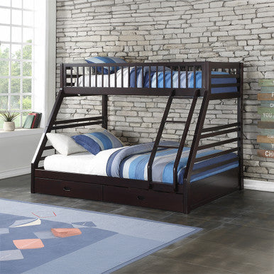 ACME 37425 Jason XL Twin/Queen Bunk Bed & Drawers, Espresso (1Set/2Ctn) ACME Furniture