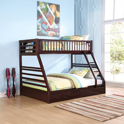 ACME 37425 Jason XL Twin/Queen Bunk Bed & Drawers, Espresso (1Set/2Ctn)