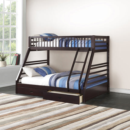 ACME 37425 Jason XL Twin/Queen Bunk Bed & Drawers, Espresso (1Set/2Ctn)
