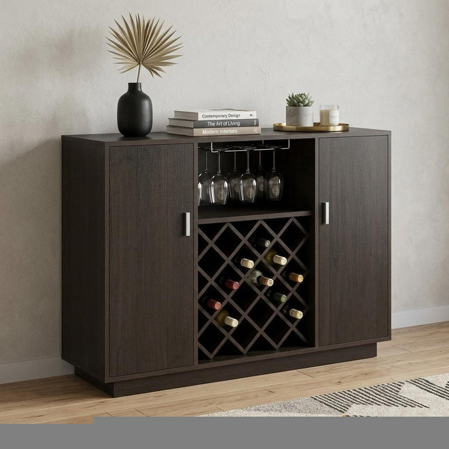 47" Espresso Server with Two Doors HomeRoots