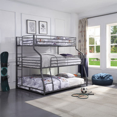 ACME 37450 Caius II Triple Bunk Bed - Twin/Full/Queen, Gunmetal (1Set/2Ctn) ACME Furniture