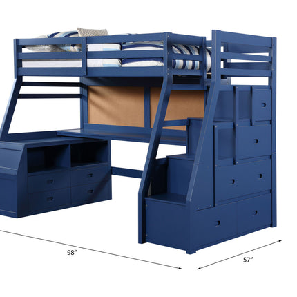 ACME 37455 Jason II Storage Twin Loft Bed (1Set/4Ctn), Navy Blue
