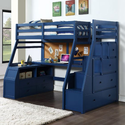 ACME 37455 Jason II Storage Twin Loft Bed (1Set/4Ctn), Navy Blue