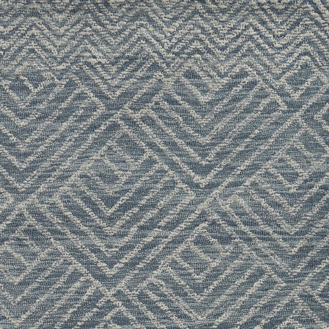 9' X 13' Denim Blue And Gray Wool Geometric Hand Tufted Area Rug HomeRoots