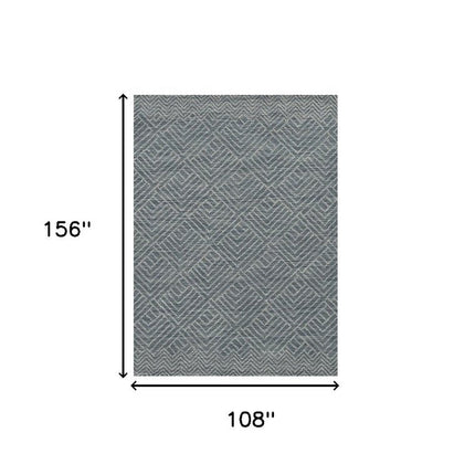 9' X 13' Denim Blue And Gray Wool Geometric Hand Tufted Area Rug HomeRoots
