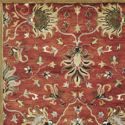 9' X 13' Rust Beige And Gray Wool Floral Medallion Hand Tufted Area Rug HomeRoots