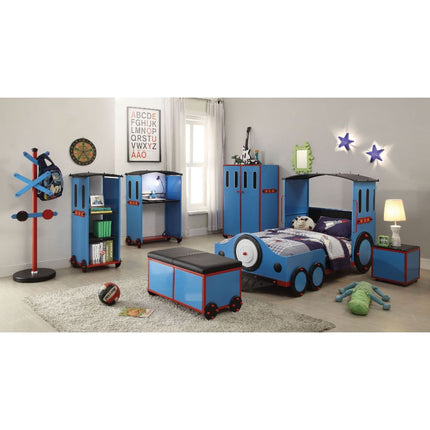 ACME 37560T Tobi Twin Bed, Blue/Red & Black Train
