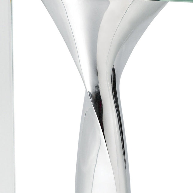 14" Clear Cylinder Aluminum And Crystal Glass Table Vase HomeRoots