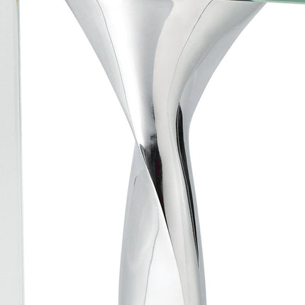 14" Clear Cylinder Aluminum And Crystal Glass Table Vase HomeRoots