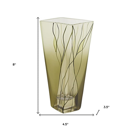 8" Green Cylinder Crystal Glass Table Vase HomeRoots