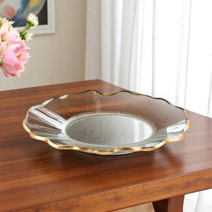 10" Clear And Gold Glass Platter HomeRoots
