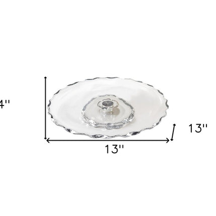 13" Clear and Gold Round Glass Hand Finished Lazy Susan HomeRoots