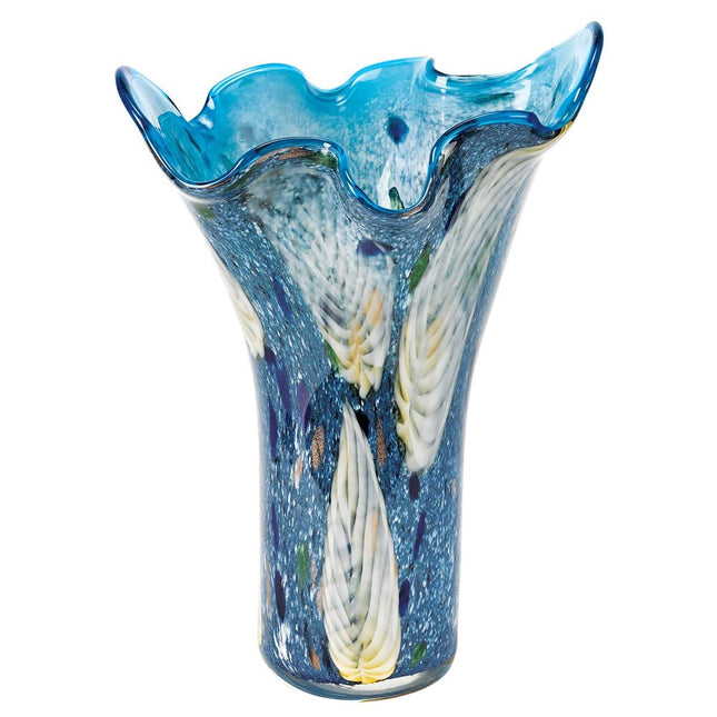 17" Blue And Green Cylinder Crystal Glass Table Vase HomeRoots
