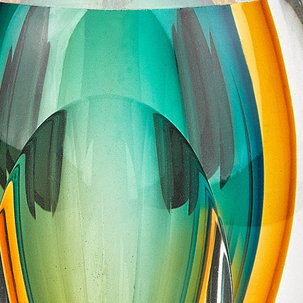 6" Clear Amber and Green Abstract Murano Glass Table Vase HomeRoots